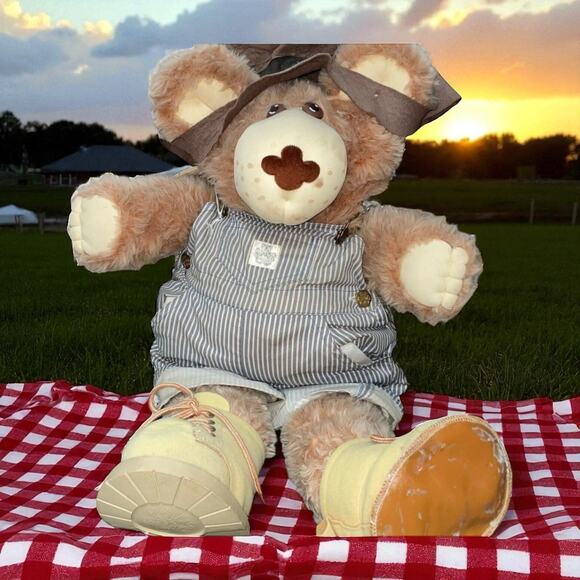 Furskins Dudley Plush Teddy Bear Xavier Roberts Overalls Hat Cabbage Patch 26" - Picture 1 of 14